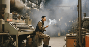 サボっている工員